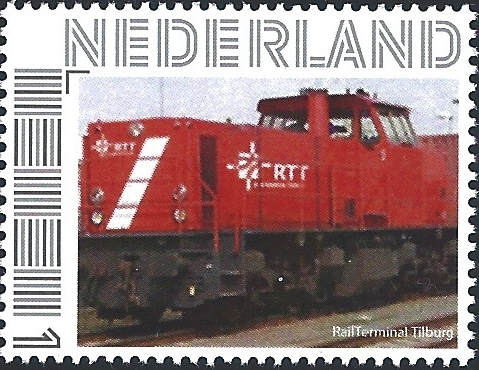 personalised stamp of The Netherlands with trains, trams, stations etc